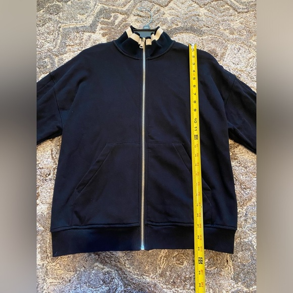 Lauren Ralph Lauren Track Jacket Women’s Medium Full Zip Black White Cotton - Picture 10 of 11